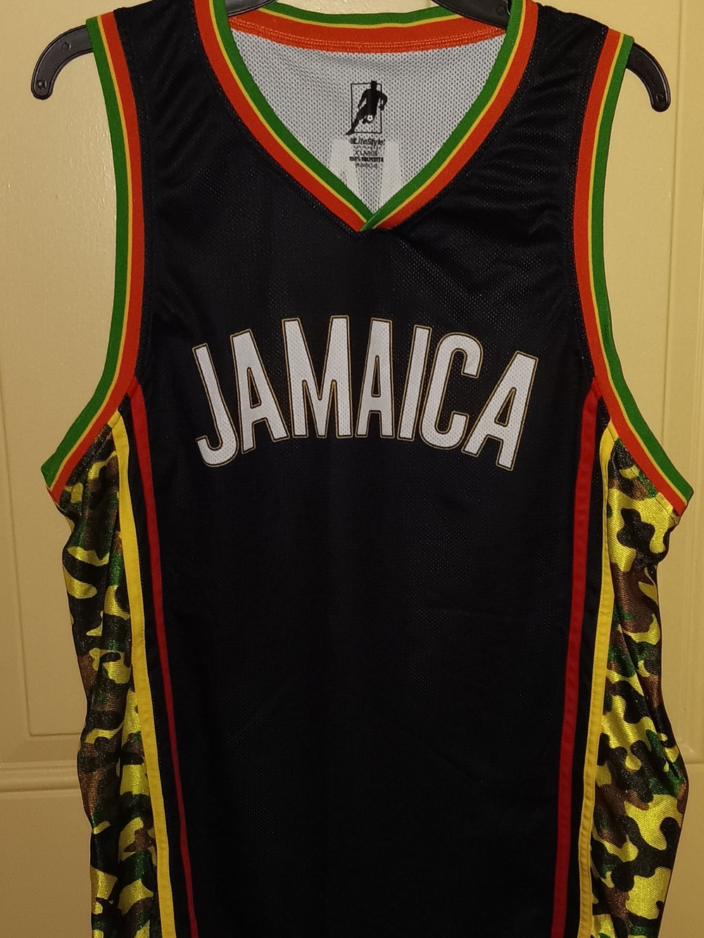 Jamaica Black Tank Top with Rasta Trim